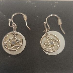 New Elegant Silvertone and White Earrings